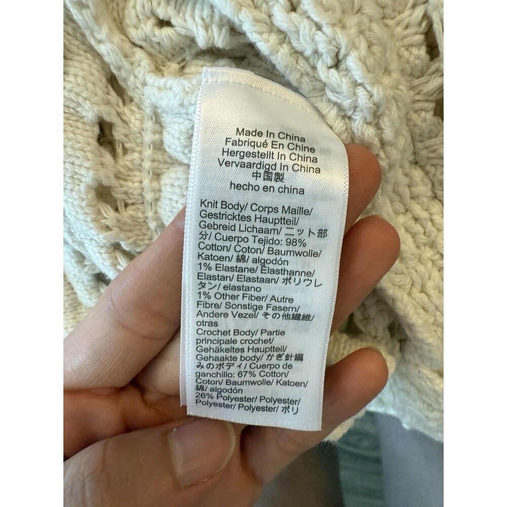 J.Crew Crochet Knit Tank Top Ruffle Hem Sleeveless Cream Size XXS - Picture 7 of 7